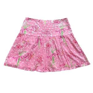 VTG Y2K Lilly Pulitzer Nikita Pink Floral Ruffle Mini Skirt S